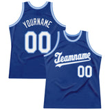 Custom Royal White-Light Blue Authentic Throwback Basketball Jersey