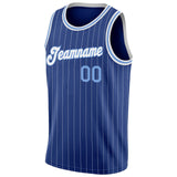 Custom Royal White Pinstripe Light Blue-White Authentic Basketball Jersey