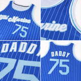 Custom Royal White Pinstripe Light Blue-White Authentic Basketball Jersey