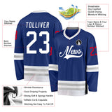 Custom Royal White-Gray Hockey Jersey