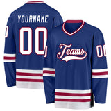 Custom Royal White-Maroon Hockey Jersey