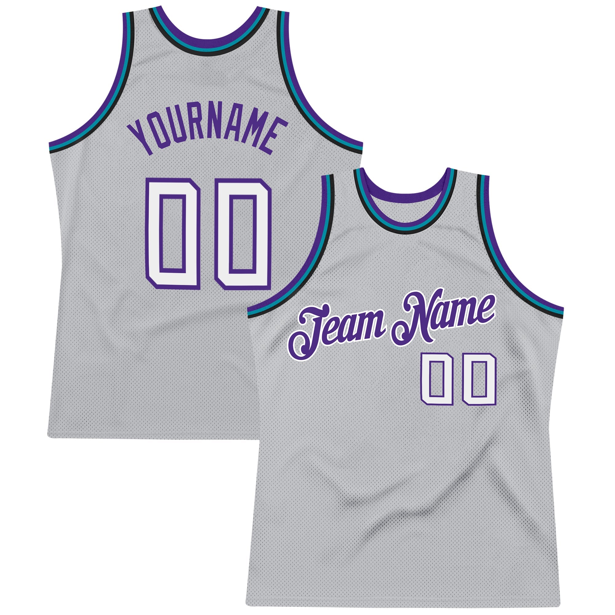 Custom Team Gold Basketball Purple Rib-Knit Jersey White