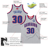 Custom Gray Royal-Red Authentic Throwback Basketball Jersey