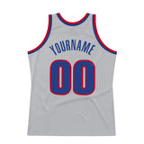 Custom Gray Royal-Red Authentic Throwback Basketball Jersey