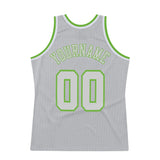 Custom Gray Gray-Neon green Authentic Throwback Basketball Jersey