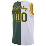 Custom White Hunter Green-Gold Authentic Split Fashion Basketball Jersey