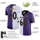 Custom Purple Black-White Mesh Split Fashion Football Jersey