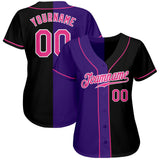 Custom Black Pink-Purple Authentic Split Fashion Baseball Jersey