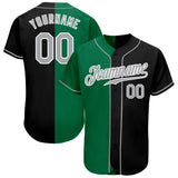 Custom Black Gray-Kelly Green Authentic Split Fashion Baseball Jersey