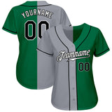 Custom Kelly Green Black-Gray Authentic Split Fashion Baseball Jersey