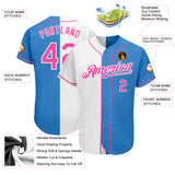 Custom Powder Blue Pink-White Authentic Split Fashion Baseball Jersey