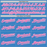 Custom Powder Blue Pink-White Authentic Split Fashion Baseball Jersey