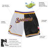 Custom White Purple-Black Authentic Throwback Split Fashion Basketball Shorts