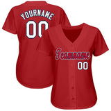 Custom Red White-Navy Baseball Jersey