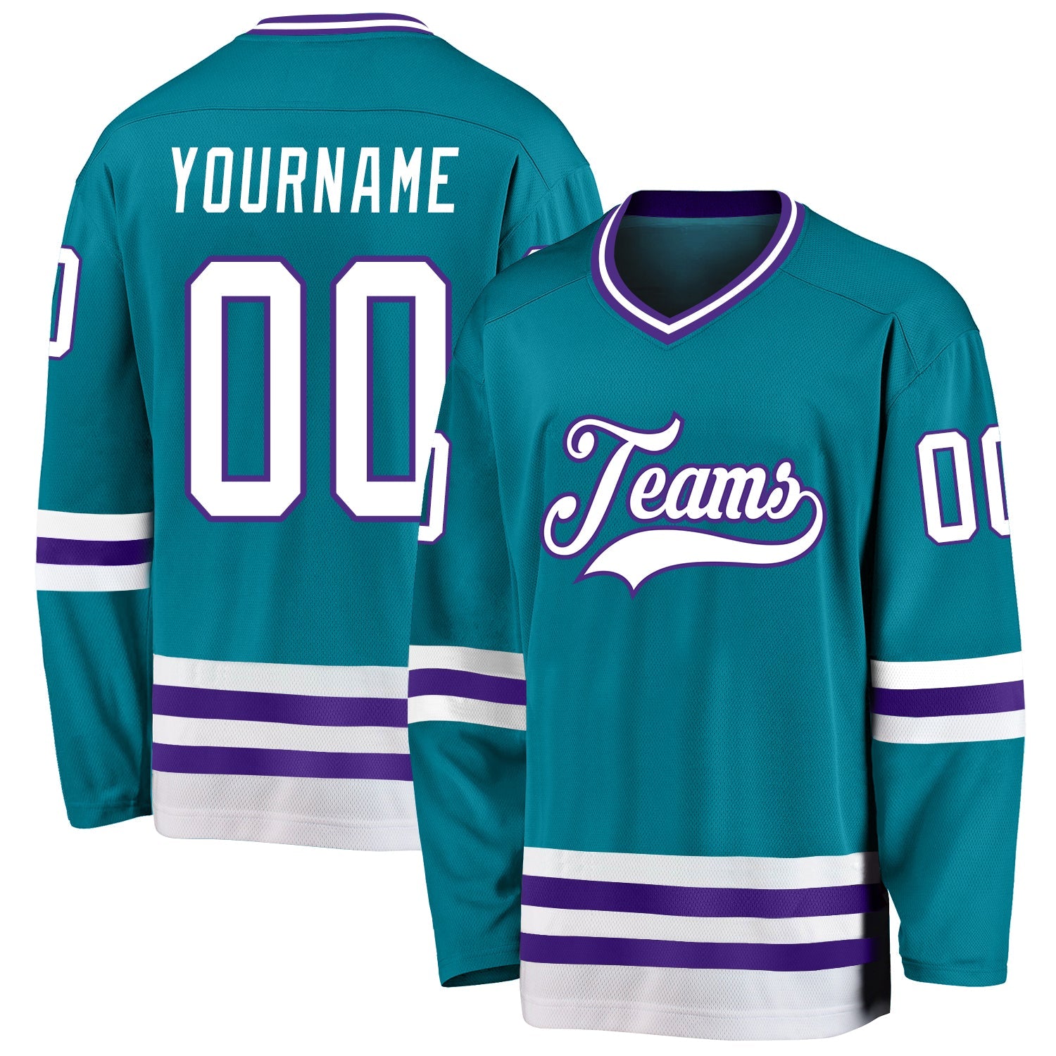 Custom Purple White-Green Hockey Jersey Discount