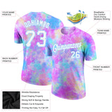 Custom Tie Dye Watercolor Gradient White-Light Blue 3D Performance T-Shirt