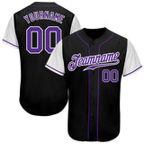 Custom Black Purple-White Authentic Two Tone Baseball Jersey