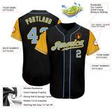 Custom Black Light Blue-Gold Authentic Two Tone Baseball Jersey