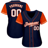 Custom Navy White-Orange Authentic Two Tone Baseball Jersey