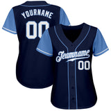 Custom Navy White-Light Blue Authentic Two Tone Baseball Jersey