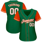 Custom Kelly Green White-Orange Authentic Two Tone Baseball Jersey