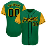 Custom Kelly Green Black-Gold Authentic Two Tone Baseball Jersey