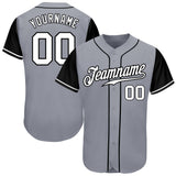 Custom Gray White-Black Authentic Two Tone Baseball Jersey