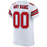 Custom White Red-Navy Mesh Authentic Football Jersey