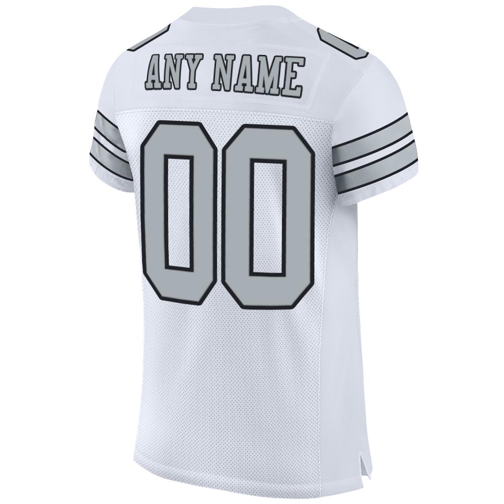 Custom White Silver-Black Mesh Authentic Football Jersey – snapmade