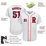 Custom White Red-Navy Authentic Baseball Jersey