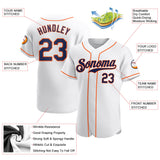 Custom White Navy-Orange Authentic Baseball Jersey