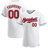 Custom White Red-Navy Authentic Baseball Jersey