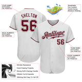 Custom White Crimson-Gray Authentic Baseball Jersey