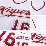 Custom White Crimson-Gray Authentic Baseball Jersey