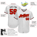 Custom White Red-Black Authentic Baseball Jersey