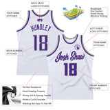 Custom White Purple-Gray Authentic Throwback Basketball Jersey