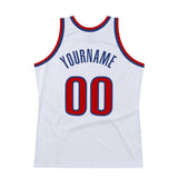 Custom White Red-Royal Authentic Throwback Basketball Jersey