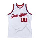 Custom White Red-Royal Authentic Throwback Basketball Jersey