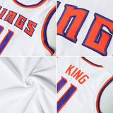 Custom White Purple-Orange Authentic Throwback Basketball Jersey