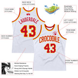 Custom White Red-Gold Authentic Throwback Basketball Jersey