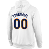 Custom Stitched White Navy-Gold Sports Pullover Sweatshirt Hoodie