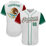 Custom White Kelly Green-Red Authentic Mexico Two Tone Baseball Jersey