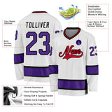 Custom White Purple-Black Hockey Jersey