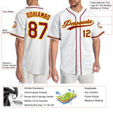 Custom White Crimson-Gold Authentic Baseball Jersey