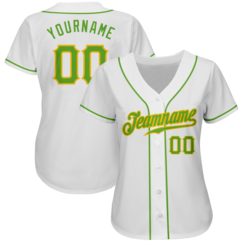 Custom Green White-Gold Authentic Baseball Jersey